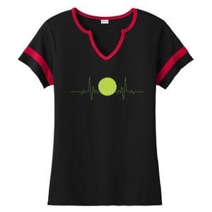 Funny Tennis Heartbeat Art For Tennis Player Ladies Halftime Notch Neck Tee