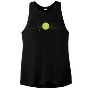 Funny Tennis Heartbeat Art For Tennis Player Ladies PosiCharge Tri-Blend Wicking Tank