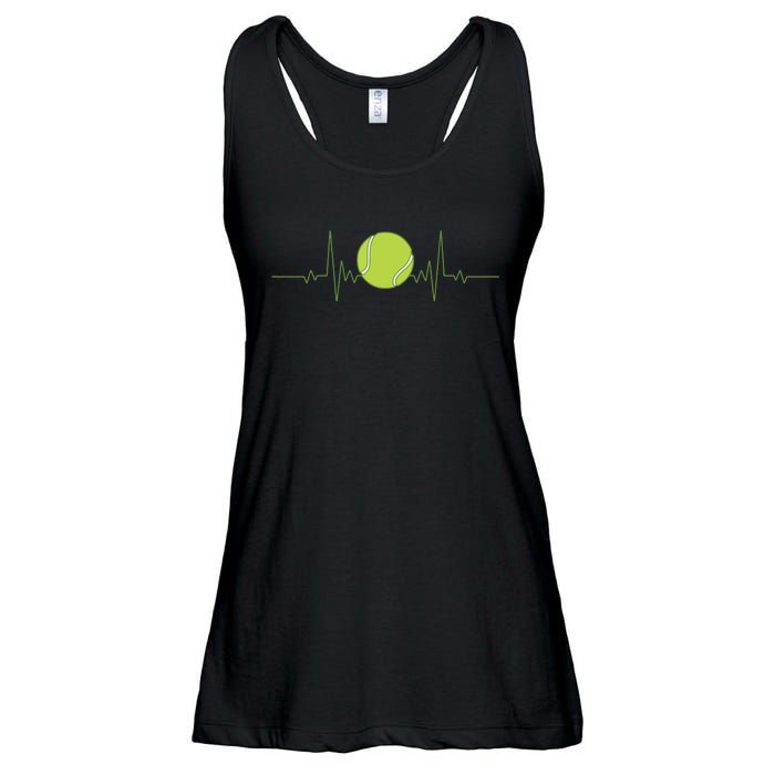 Funny Tennis Heartbeat Art For Tennis Player Ladies Essential Flowy Tank