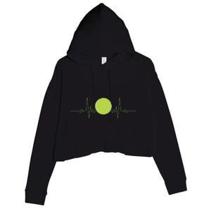 Funny Tennis Heartbeat Art For Tennis Player Crop Fleece Hoodie