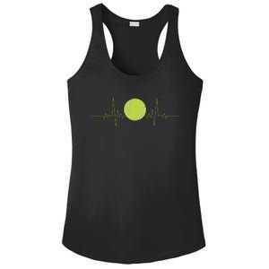 Funny Tennis Heartbeat Art For Tennis Player Ladies PosiCharge Competitor Racerback Tank