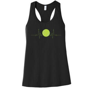 Funny Tennis Heartbeat Art For Tennis Player Women's Racerback Tank