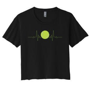 Funny Tennis Heartbeat Art For Tennis Player Women's Crop Top Tee