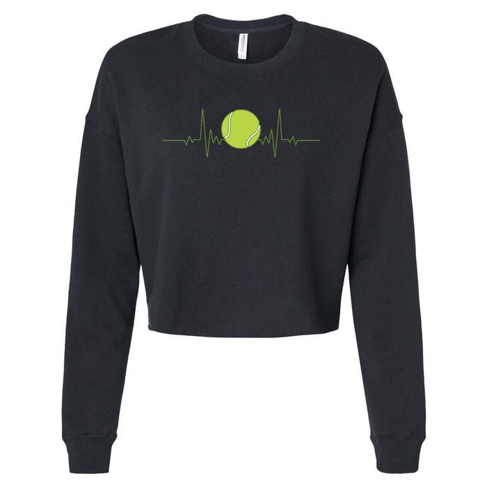 Funny Tennis Heartbeat Art For Tennis Player Cropped Pullover Crew