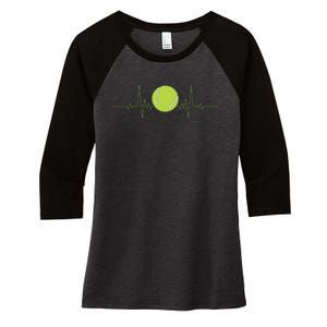 Funny Tennis Heartbeat Art For Tennis Player Women's Tri-Blend 3/4-Sleeve Raglan Shirt