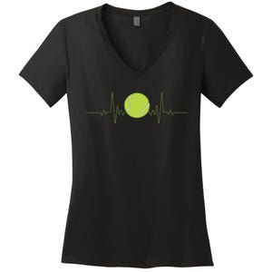 Funny Tennis Heartbeat Art For Tennis Player Women's V-Neck T-Shirt