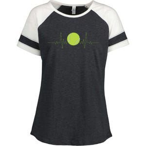 Funny Tennis Heartbeat Art For Tennis Player Enza Ladies Jersey Colorblock Tee