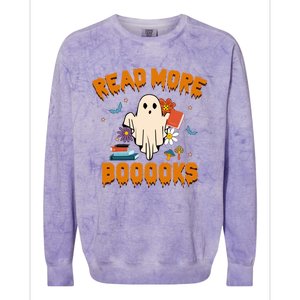 Funny Teacher Halloween Ghost Read More Books Cute Booooks Colorblast Crewneck Sweatshirt