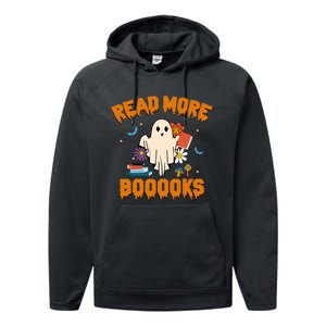 Funny Teacher Halloween Ghost Read More Books Cute Booooks Performance Fleece Hoodie