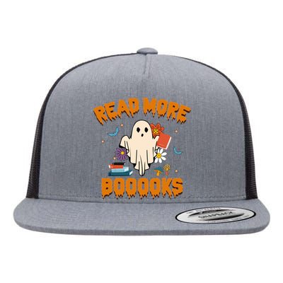 Funny Teacher Halloween Ghost Read More Books Cute Booooks Flat Bill Trucker Hat