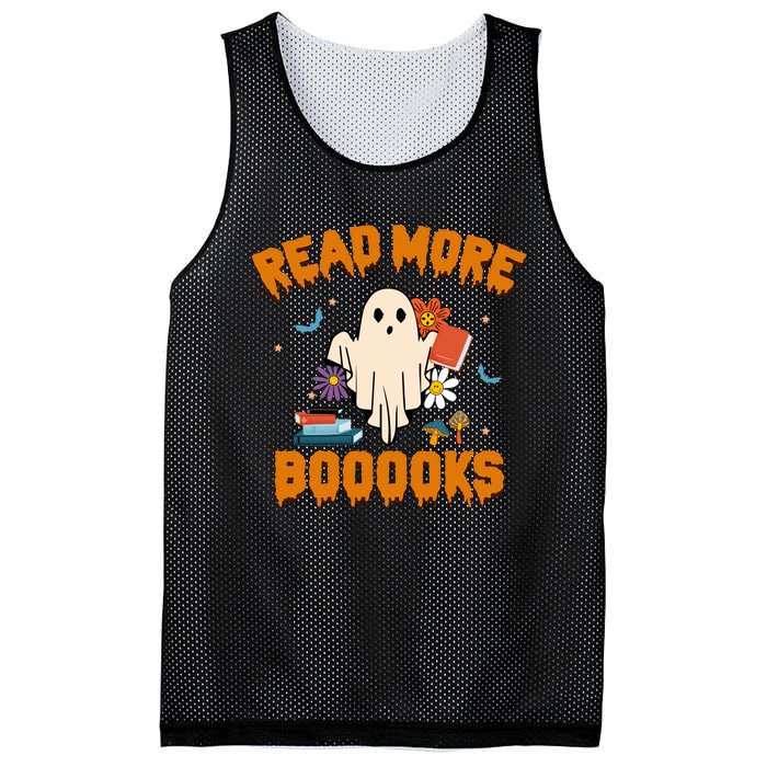 Funny Teacher Halloween Ghost Read More Books Cute Booooks Mesh Reversible Basketball Jersey Tank