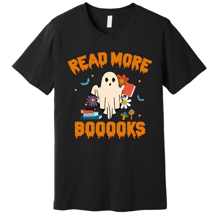 Funny Teacher Halloween Ghost Read More Books Cute Booooks Premium T-Shirt