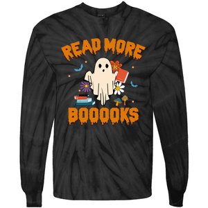 Funny Teacher Halloween Ghost Read More Books Cute Booooks Tie-Dye Long Sleeve Shirt