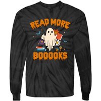 Funny Teacher Halloween Ghost Read More Books Cute Booooks Tie-Dye Long Sleeve Shirt