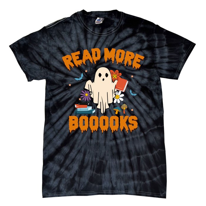 Funny Teacher Halloween Ghost Read More Books Cute Booooks Tie-Dye T-Shirt