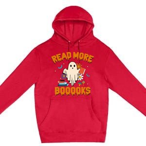 Funny Teacher Halloween Ghost Read More Books Cute Booooks Premium Pullover Hoodie