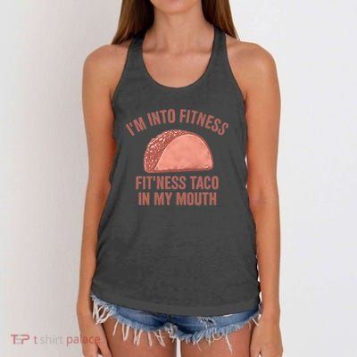 Fitness Taco Humor for Father's Day Gifts Women's Knotted Racerback Tank