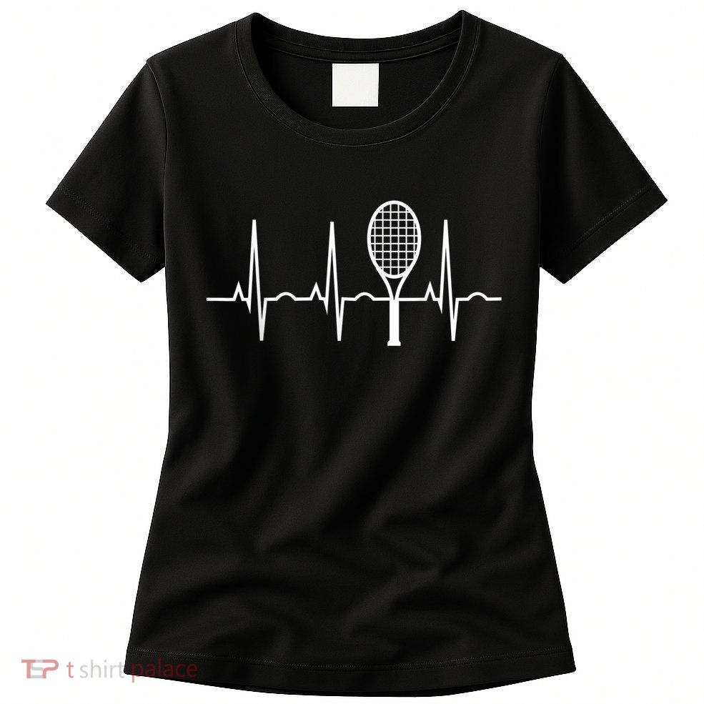 Funny Tennis Heartbeat Best Tennis Gift For Players Fans Womens T-Shirt