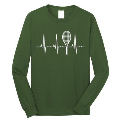 Funny Tennis Heartbeat Best Tennis Gift For Players Fans Long Sleeve Shirt
