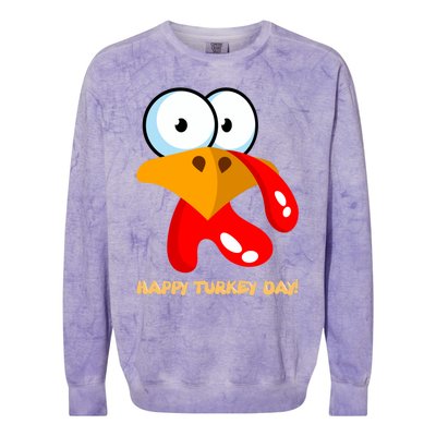 Funny Thanksgiving Happy Turkey Day Boy Girl Gift Colorblast Crewneck Sweatshirt