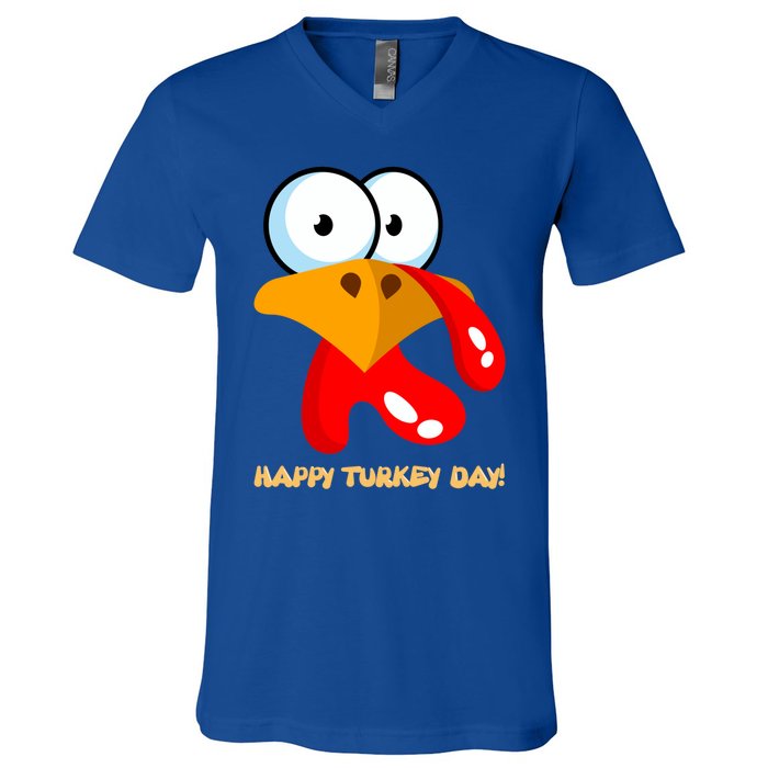 Funny Thanksgiving Happy Turkey Day Boy Girl Gift V-Neck T-Shirt