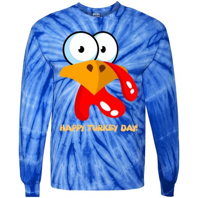 Funny Thanksgiving Happy Turkey Day Boy Girl Gift Tie-Dye Long Sleeve Shirt