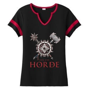 For The Horde Fantasy Sword Mace Weapons & Shield For Battle Ladies Halftime Notch Neck Tee