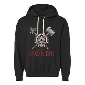 For The Horde Fantasy Sword Mace Weapons & Shield For Battle Garment-Dyed Fleece Hoodie