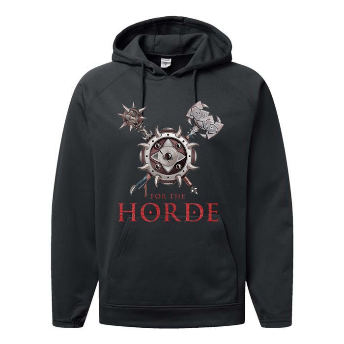 For The Horde Fantasy Sword Mace Weapons & Shield For Battle Performance Fleece Hoodie