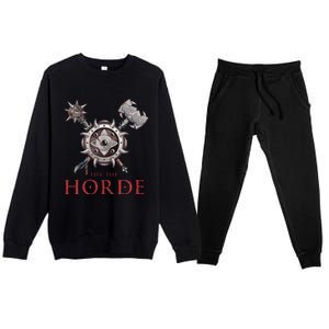 For The Horde Fantasy Sword Mace Weapons & Shield For Battle Premium Crewneck Sweatsuit Set