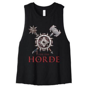 For The Horde Fantasy Sword Mace Weapons & Shield For Battle Women's Racerback Cropped Tank