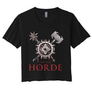 For The Horde Fantasy Sword Mace Weapons & Shield For Battle Women's Crop Top Tee