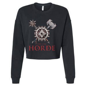 For The Horde Fantasy Sword Mace Weapons & Shield For Battle Cropped Pullover Crew