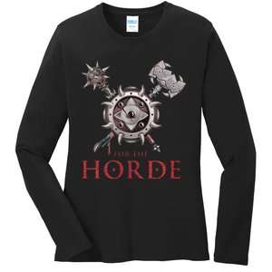 For The Horde Fantasy Sword Mace Weapons & Shield For Battle Ladies Long Sleeve Shirt