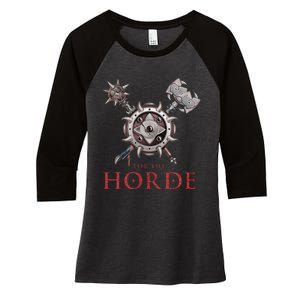 For The Horde Fantasy Sword Mace Weapons & Shield For Battle Women's Tri-Blend 3/4-Sleeve Raglan Shirt