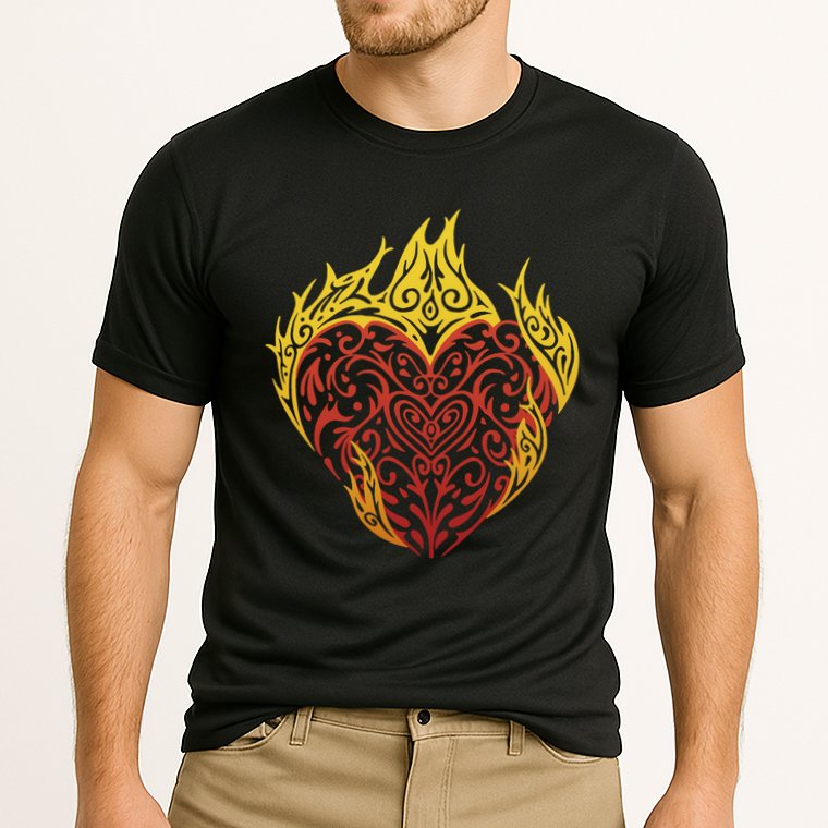 Flaming Tribal Heart Performance Shirt