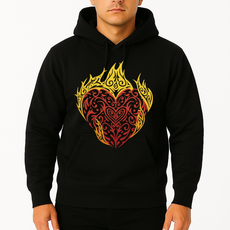 Flaming Tribal Heart Hoodie