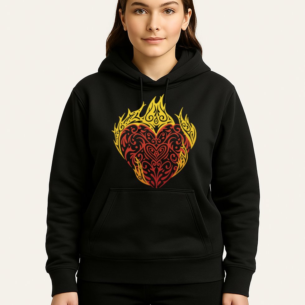 Flaming Tribal Heart Hoodie