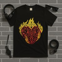Flaming Tribal Heart T-Shirt