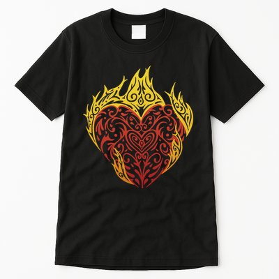 Flaming Tribal Heart Tall T-Shirt