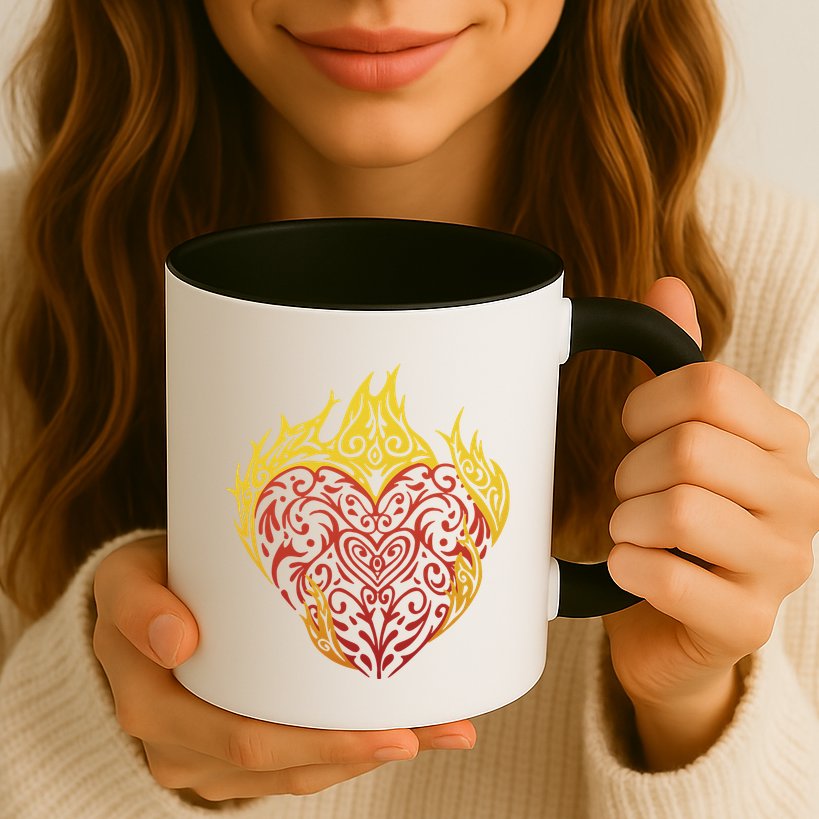Flaming Tribal Heart Mug