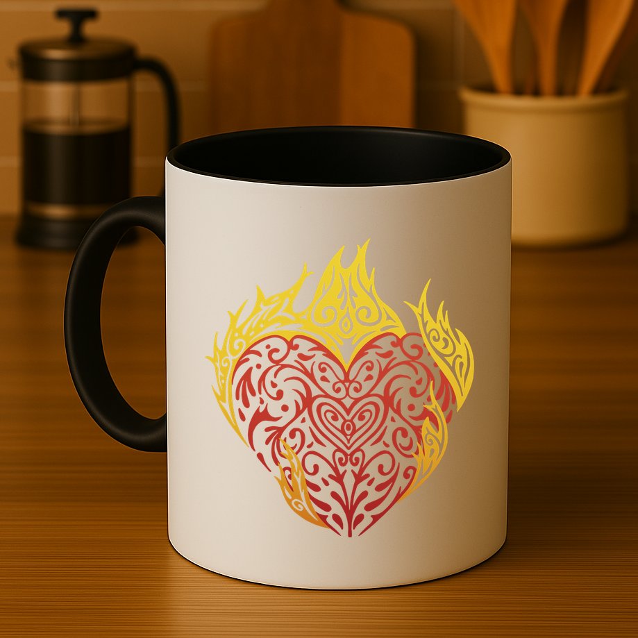 Flaming Tribal Heart Mug