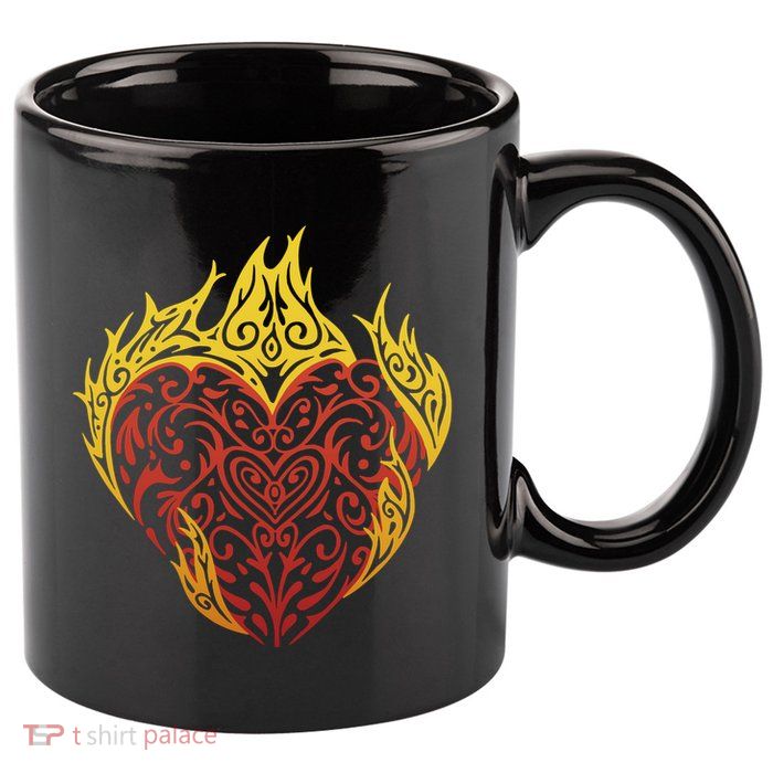 Flaming Tribal Heart 11oz C Handle Ceramic Mug