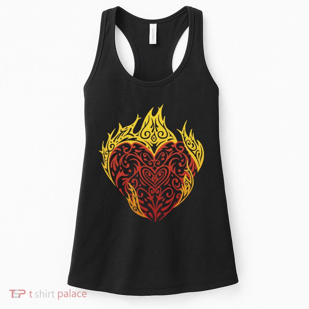 Flaming Tribal Heart Womens Tank Top