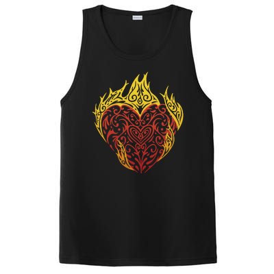 Flaming Tribal Heart PosiCharge Competitor Tank