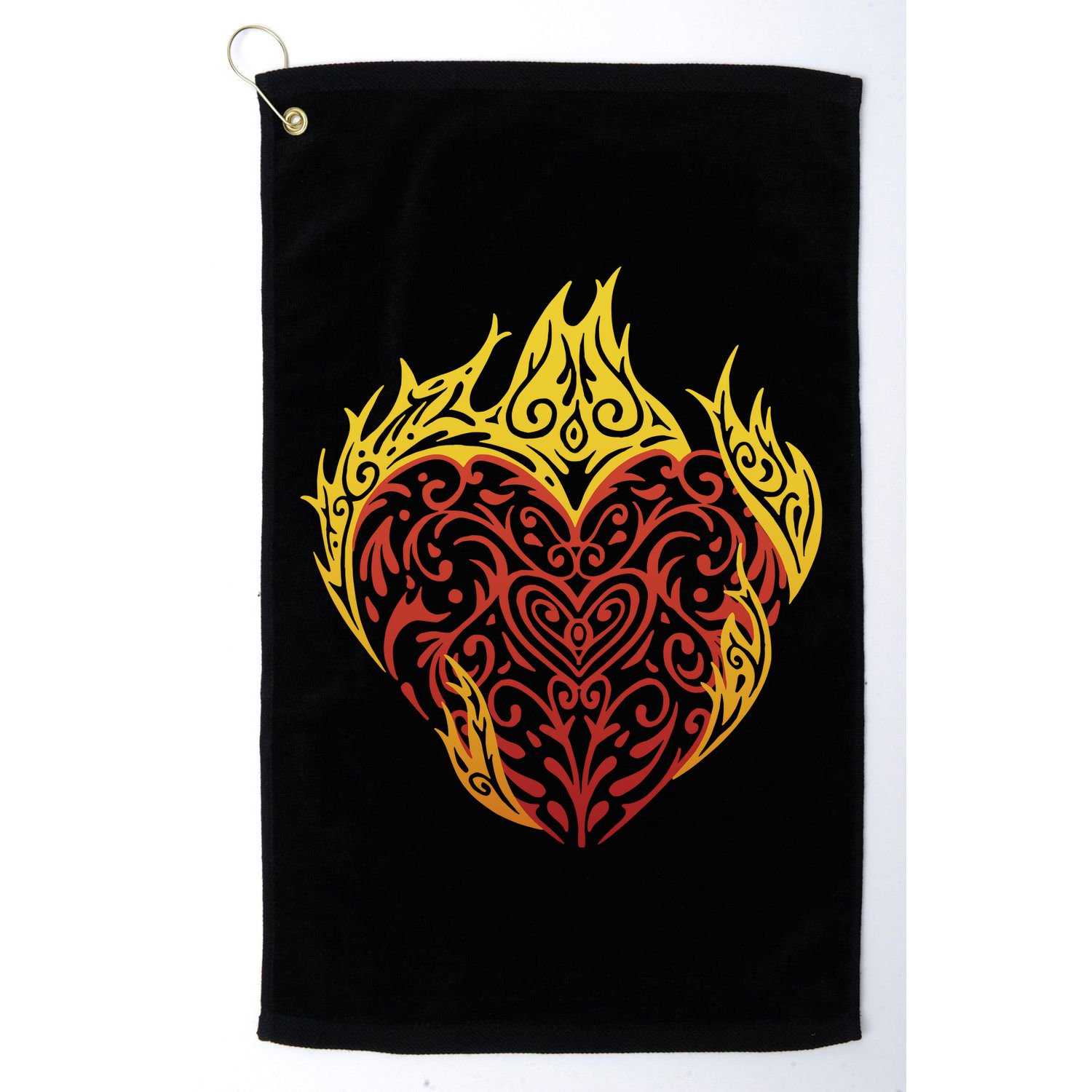 Flaming Tribal Heart Golf Towel