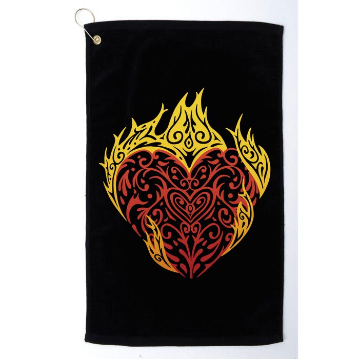 Flaming Tribal Heart Golf Towel