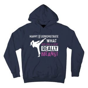 Funny Taekwondo Hits Like A Girl Martial Arts Tall Hoodie