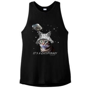 Funny Tinfoil Hat Cat Lover Ladies PosiCharge Tri-Blend Wicking Tank