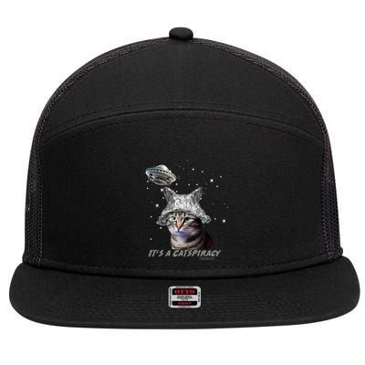 Funny Tinfoil Hat Cat Lover 7 Panel Mesh Trucker Snapback Hat